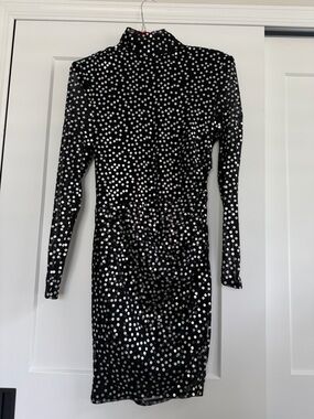Black Cinq A Sept Sequin Long Sleeve Bodycon party Dress!!